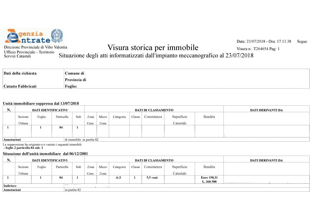 Visura Storica, Studio tecnico d'ingegneria civile Vaglini Pisa